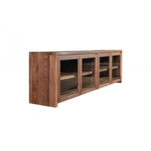 Bufet cu 4 usi sticla Terrano, Lemn Masiv Stejar, 229 x 46 x 71 cm - Img 6