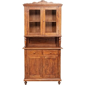 Bufet cu vitrina Artisan nuc antichizat, 4 usi si 2 sertare, lemn masiv tei - Img 3