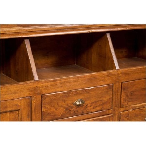 Bufet cu vitrina Artisan nuc antichizat, lemn masiv tei, 230 cm - Img 7