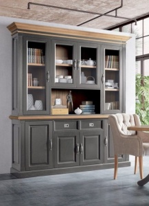 Bufet cu vitrina Harmony Oak, 8 usi si 2 sertare