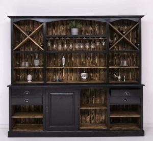 Bufet dining / bar cu suport pentru pahare, lemn masiv 240 cm - Img 5