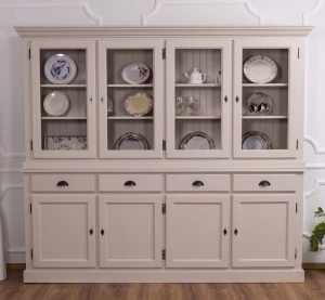 Bufet dining Provance cu vitrina lemn masiv 230 cm