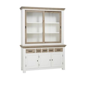 Bufet living Country 2 usi sticla culisante, lemn masiv, 160 x 50 x 220 cm - Img 2