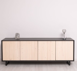 Bufet living Piannova cu 4 usi lemn masiv + mdf negru - Img 3