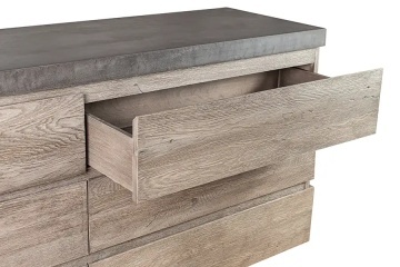 Bufet Minna cu 6 sertare din lemn stejar masiv + microciment, 183 x 51 x 81 cm - Img 3
