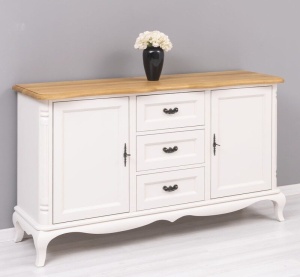Bufet Shabby Provance cu 3 sertare, 2 usi si blat stejar masiv - Img 3