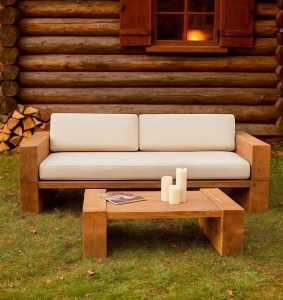 Canapea Grand Cymbala lemn masiv cu tapiterie, 200 x 80 x 60 cm - Img 2