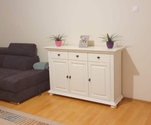 Comoda Perla 3 usi si 3 sertare lemn masiv alb unt 137 cm - Img 3