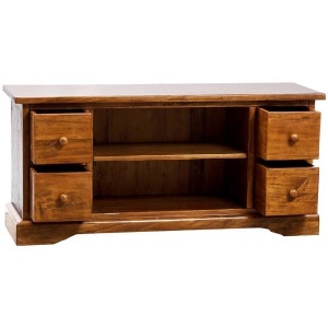 Comoda TV Artisan cu 4 sertare nuc antichizat, lemn masiv tei, 129 cm - Img 3