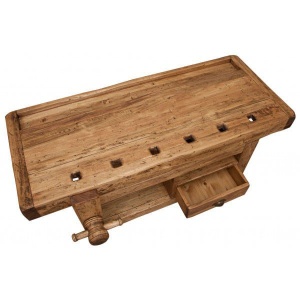 Comoda TV Artisan model banc tamplar din lemn masiv tei, natur antichizat - Img 4