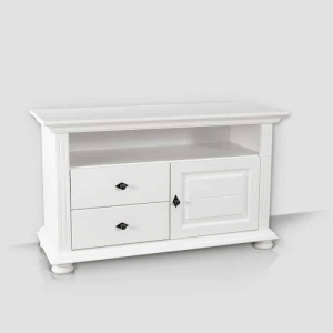 Comoda TV living Perla din lemn masiv finisaj alb unt 110 cm