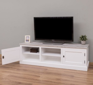 Comoda TV Provance cu 2 usi si 1 raft din lemn masiv 180 cm - Img 3