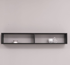 Etajera de perete living Piannova mdf vopsit negru, 150 x 20 x 25 cm - Img 2
