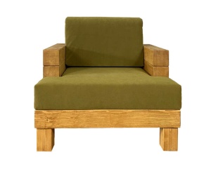 Fotoliu Rustic Wood lemn masiv, cu tapiterie, 94 x 91 x 63 cm - Img 4