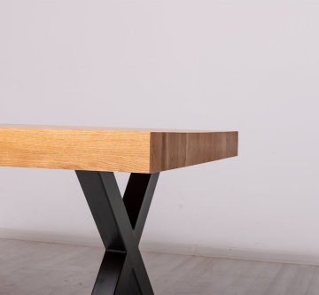 Masa Stejar Masiv Indiana cu picior metal- X, 180 cm, 210 cm sau 240 x 100 cm - Img 3