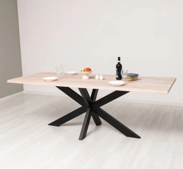 Masa Stejar Masiv Indiana Live Edge cu picior metal DOUBLE X de 180, 210 sau 240 cm - Img 4