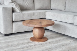 Masuta rotunda Olympia, lemn masiv stejar, 50 x H37 cm - Img 2