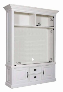 Mobilier Harmony cu spatiu TV lemn masiv alb 166 x 48 x 220 - Img 2