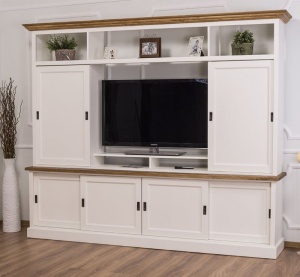 Mobilier TV lemn masiv Provance cu 6 usi culisante 254 cm - Img 2