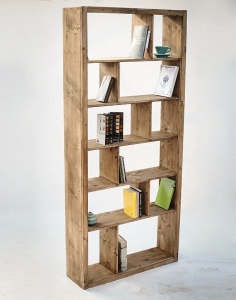 Raft biblioteca Cubicus din lemn masiv pin, 100 x 30 x 200 cm