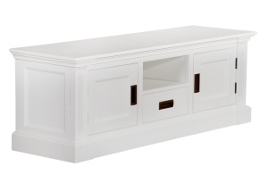 Set mobila living Retro Charm din lemn masiv alb, 3 piese mobilier - Img 3