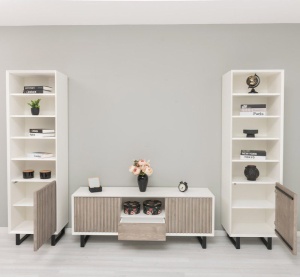 Set mobilier living Piannova din lemn masiv si mdf alb - Img 5