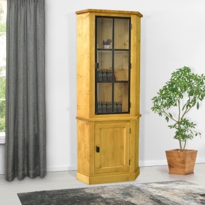 Vitrina de colt IronWood 1 usa sticla si 1 usa lemn masiv - Img 2