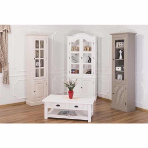 Vitrina Provance model cu cornisa arcuita din lemn masiv - Img 5