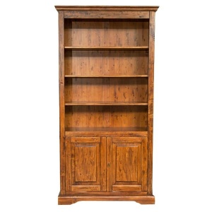 Biblioteca Artisan cu 2 usi nuc antichizat, lemn masiv tei, 108 cm - Img 6