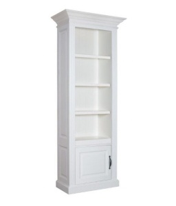Biblioteca ingusta Harmony alba, 1 usa, lemn masiv si mdf, 76 cm
