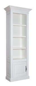Biblioteca ingusta Harmony alba, 1 usa, lemn masiv si mdf, 76 cm - Img 2