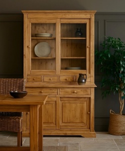 Bufet Artisan cu 4 usi culisante si sertare natur antichizat, lemn masiv tei, 142 cm