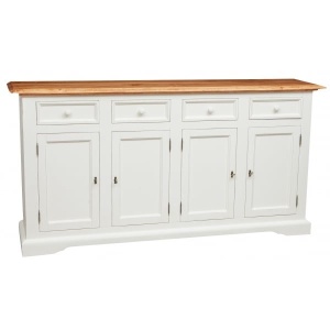 Bufet Artisan cu 4 usi si 4 sertare, alb-natur antichizat, lemn masiv tei, 202 cm - Img 3