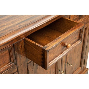 Bufet Artisan cu 4 usi si 4 sertare, nuc antichizat, lemn masiv tei, 202 cm - Img 2