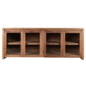 Bufet cu 4 usi sticla Terrano, Lemn Masiv Stejar, 229 x 46 x 71 cm - Img 3