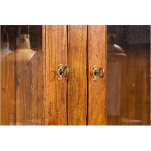 Bufet cu vitrina Artisan nuc antichizat, lemn masiv tei, 230 cm - Img 4