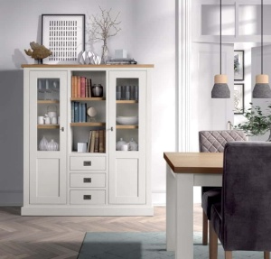 Bufet cu vitrina Harmony Cube cu 2 usi si 3 sertare