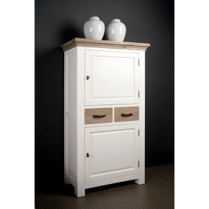 Bufet living Country cu 2 usi si 2 sertare, lemn masiv 90 x 45 x 160 cm