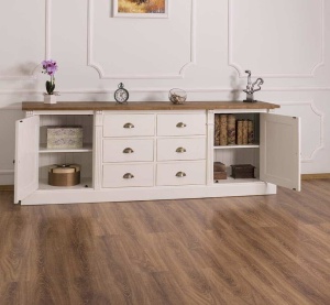 Bufet living Provance cu 2 usi si 6 sertare lemn masiv 219 cm - Img 3