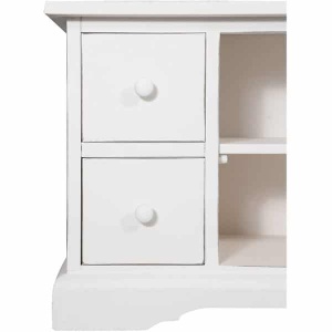 Comoda TV Artisan cu 4 sertare alb antichizat, lemn masiv tei, 129 cm - Img 4