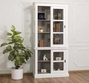 Corp Vitrina Provance din lemn masiv cu 4 usi culisante 110 cm - Img 3