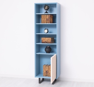 Etajera living Piannova cu 1 usa si 4 rafturi, lemn masiv + mdf - Img 3
