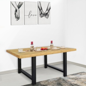 Masa dining IronWood din lemn masiv si metal 200 x 100 cm