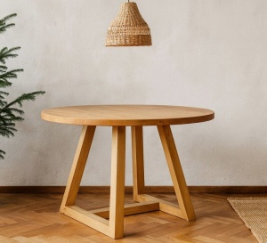 Masa rotunda Etnika din lemn masiv model epsilon, 120 x 75 cm