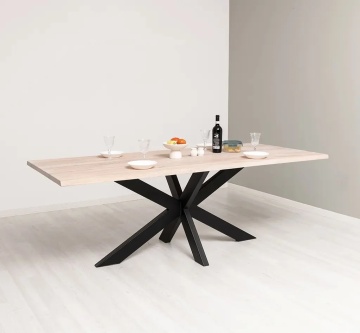 Masa Stejar Masiv Indiana Live Edge cu picior metal DOUBLE X de 180, 210 sau 240 cm - Img 2