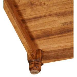 Masuta de living Artisan nuc antichizat, lemn masiv tei, 90 x 90 cm - Img 3