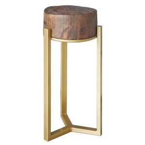 Masuta living Donna lemn masiv stejar + metal auriu - Img 3