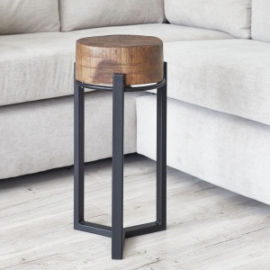 Masuta living Donna lemn masiv stejar + metal negru