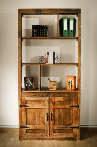 Raft biblioteca Kalamaria din lemn masiv pin, 100 x 38 x 200 cm