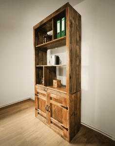 Raft biblioteca Kalamaria din lemn masiv pin, 100 x 38 x 200 cm - Img 3